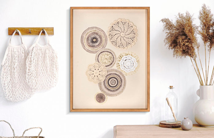 Stampa su tela Circly con inserti e telaio in legno per decorazioni ambienti
