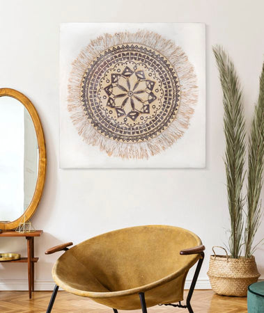 Dipinto su tela con motivi geometrici con telaio in legno per decorazioni ambienti