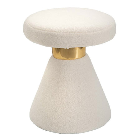 Tavolinetto "Iceland" tondo in tessuto colore crema per interni