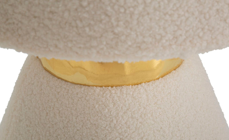 Tavolinetto "Iceland" tondo in tessuto colore crema per interni