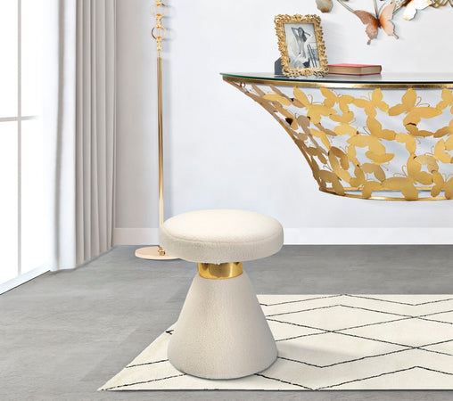 Tavolinetto "Iceland" tondo in tessuto colore crema per interni