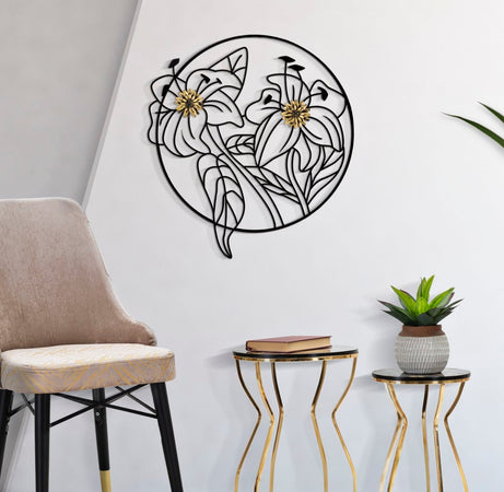 Pannello decorativo fiori forma circolare in ferro per decorazioni ambienti