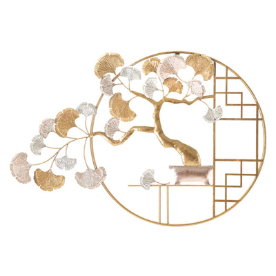 Pannello decorativo albero con foglie color oro in ferro per decorazioni ambienti