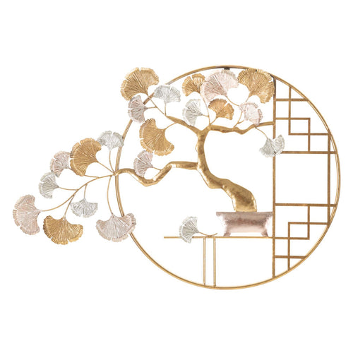 Pannello decorativo albero con foglie color oro in ferro per decorazioni ambienti