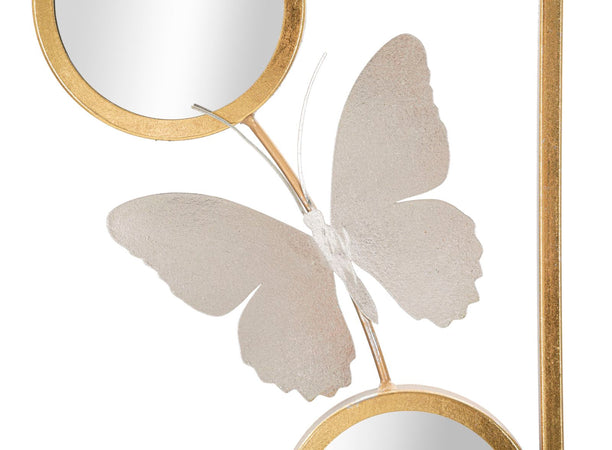 Pannello decorativo con specchi e farfalle in ferro per decorazioni ambienti