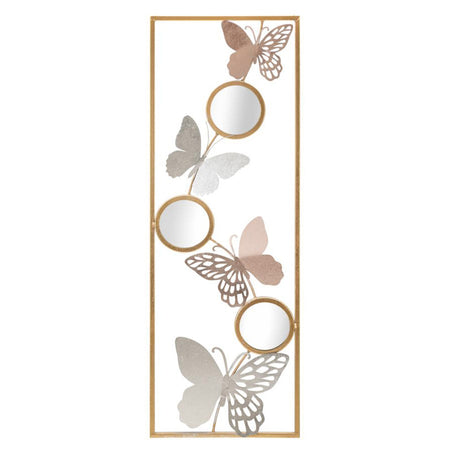 Pannello decorativo con specchi e farfalle in ferro per decorazioni ambienti
