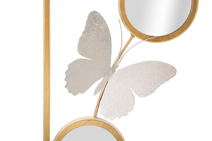 Pannello decorativo con specchi e farfalle in ferro per decorazioni ambienti