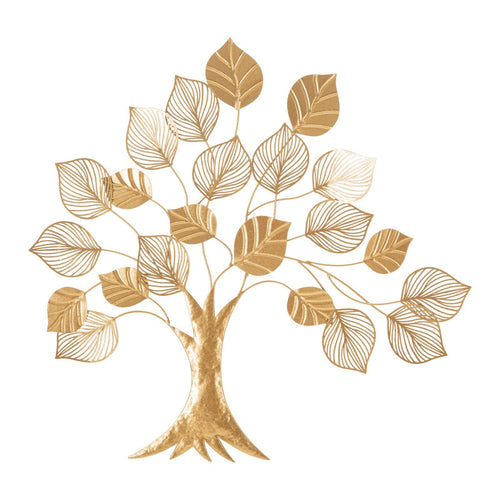 Pannello decorativo albero con foglie in ferro color oro per decorazioni ambienti
