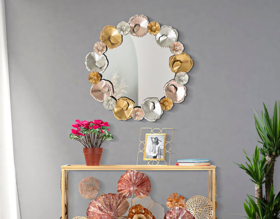 Specchio da parete cornice fiori in ferro per bagni e camere da letto