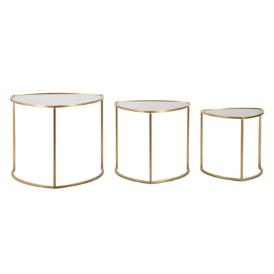 Tavolinetti da caffè struttura in metallo color oro ripiano in vetro per interni set da 3