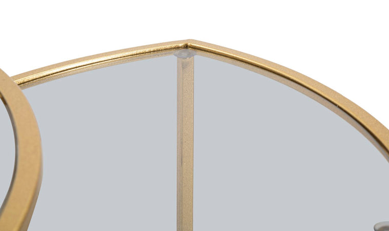 Tavolinetti da caffè struttura in metallo color oro ripiano in vetro per interni set da 3