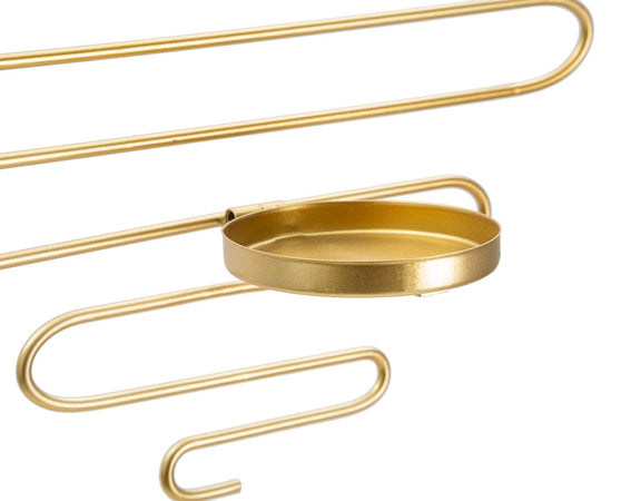 Porta candela da muro "Alid" in metallo color oro per interni set da 2