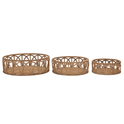 Svuota tasche cestini in rattan colore naturale per interni set da 3