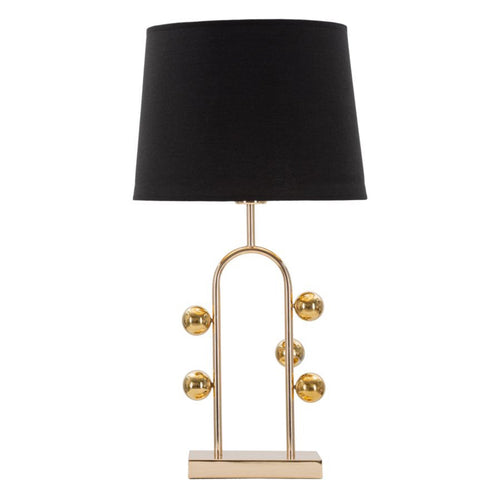Lampada da tavolo Bubble struttura in metallo color oro e tessuto per interni