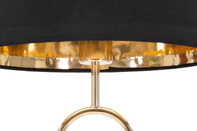 Lampada da tavolo "Bubble" struttura in metallo color oro e tessuto per interni