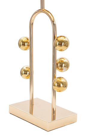 Lampada da tavolo "Bubble" struttura in metallo color oro e tessuto per interni