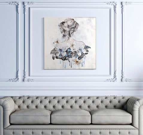 Dipinto su tela donna con telaio in legno per decorazioni ambienti