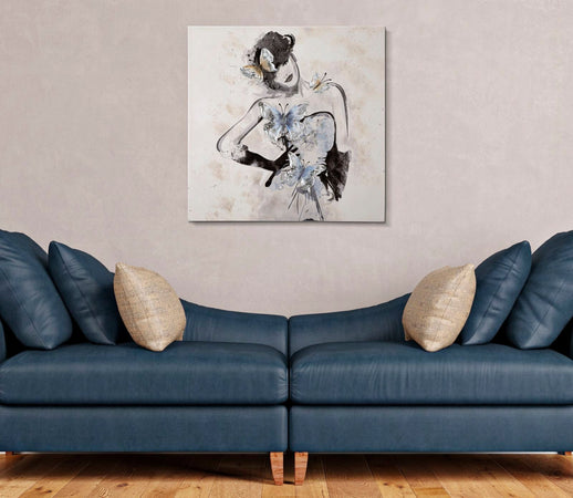 Dipinto su tela donna con telaio in legno per decorazioni ambienti