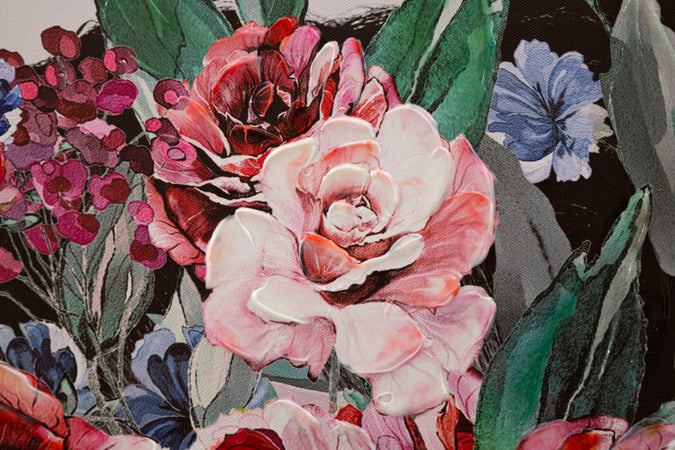 Stampa su tela donna con decorazioni floreali con telaio in legno per decorazioni ambienti