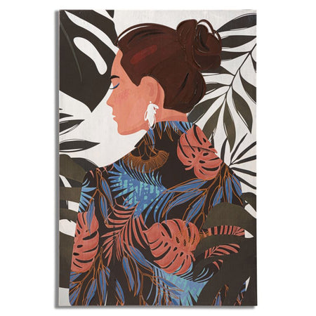 Stampa su tela donna stile jungle con telaio in legno per decorazioni ambienti