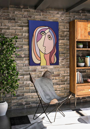 Stampa su tela volti stile cubismo con telaio in legno per decorazioni ambienti