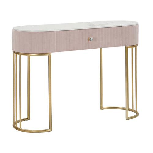 Console Montpellier struttura in metallo e legno ripiano in marmo per interni