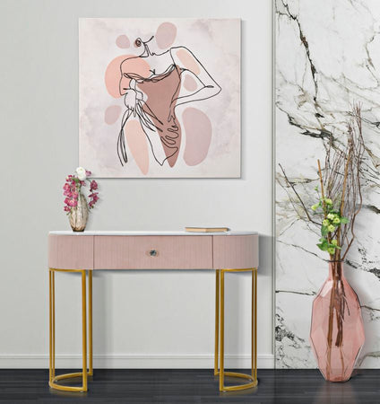 Console "Montpellier" struttura in metallo e legno ripiano in marmo per interni