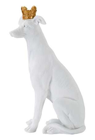 Cane con corona decorativo in poliresina per decorazioni ambienti