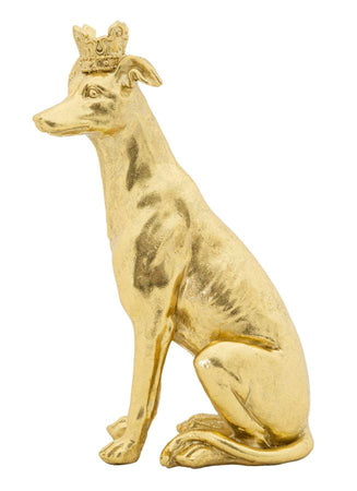 Cane con corona decorativo in poliresina per decorazioni ambienti