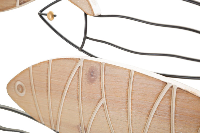 Pannello pesciolini decorativi in legno e ferro per decorazioni ambienti