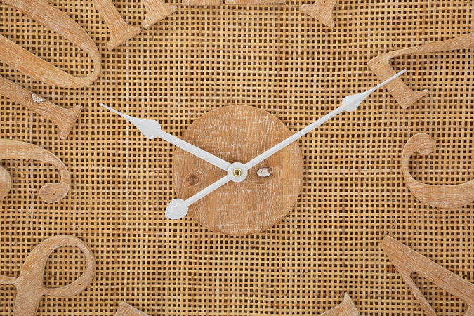 Orologio da parete in rattan e legno MDF per salotto e cucina