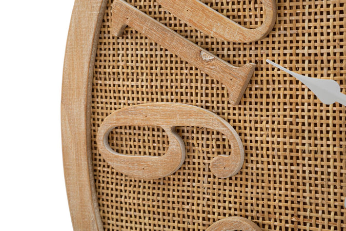 Orologio da parete in rattan e legno MDF per salotto e cucina