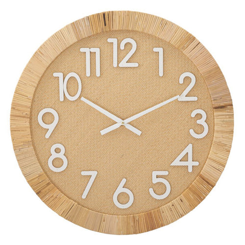Orologio da parete Plus in rattan e legno MDF per salotto e cucina