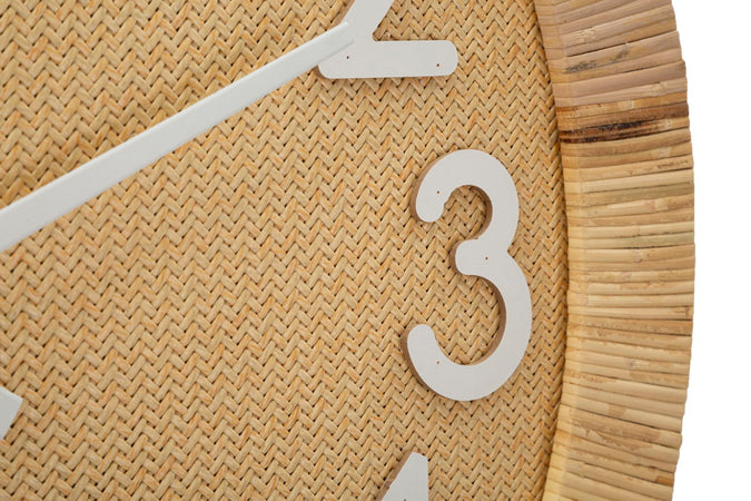 Orologio da parete Plus in rattan e legno MDF per salotto e cucina