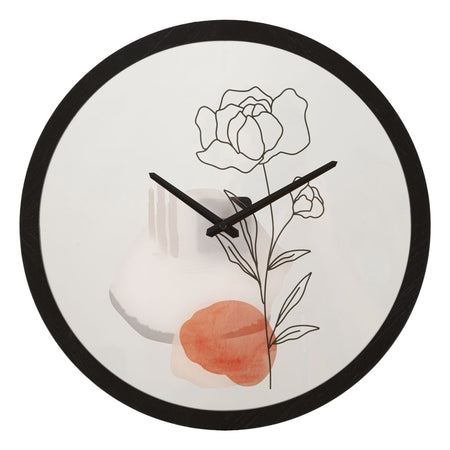 Orologio da parete con rose struttura in ferro e vetro per salotto e cucina