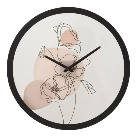 Orologio da parete con rose struttura in ferro e vetro per salotto e cucina