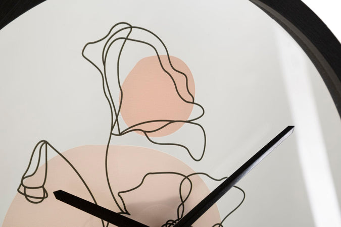 Orologio da parete con rose struttura in ferro e vetro per salotto e cucina