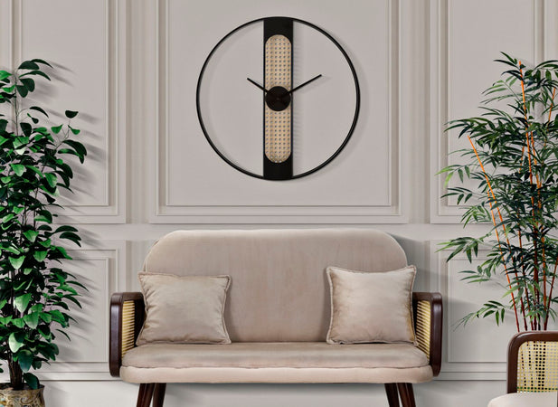 Orologio da parete in ferro colore nero e crema per salotto e cucina