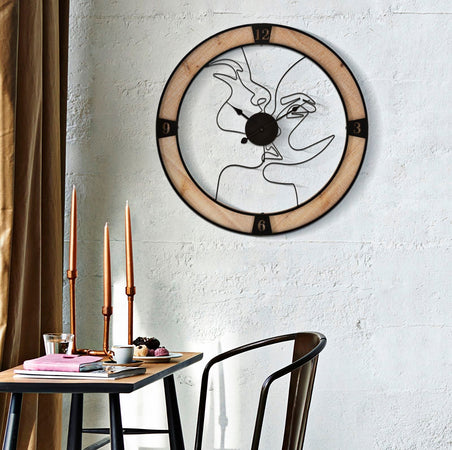 Orologio da parete coppia in ferro e legno per salotto e cucina