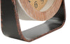 Orologio da tavolo rotondo in legno con base in ferro per salotto e cucina