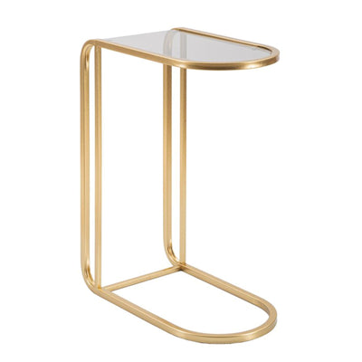 Tavolinetto struttura in metallo color oro ripiano in vetro per interni