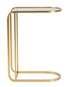 Tavolinetto struttura in metallo color oro ripiano in vetro per interni