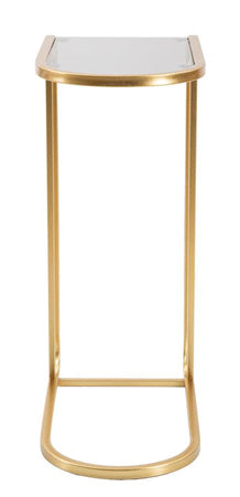Tavolinetto struttura in metallo color oro ripiano in vetro per interni