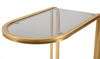 Tavolinetto struttura in metallo color oro ripiano in vetro per interni
