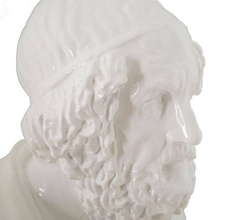 Scultura antica saggio in poliresina colore bianco per decorazioni ambienti