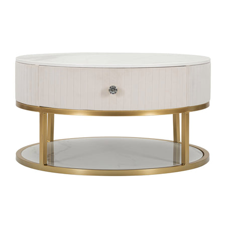 Tavolo da caffè "Montpellier" struttura in metallo, legno e velluto per interni