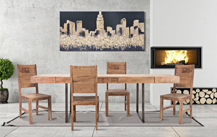 Tavolo "Mumbai" allungabile in legno di acacia per cucina e soggiorno 160/240 x 90 cm
