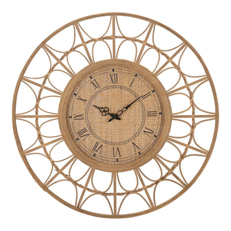 Orologio da parete in rattan con cornice decorata per salotto e cucina
