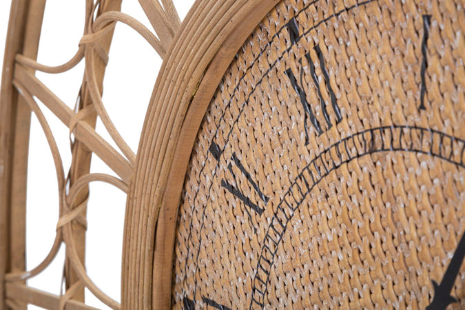 Orologio da parete in rattan con cornice decorata per salotto e cucina