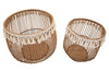 Cestoni Fuji in rattan con decorazioni in tessuto per interni set da 2